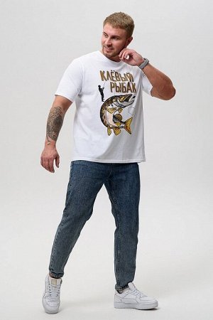 Мужская футболка 8539 / белый+рыбак