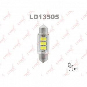 Лампа светодиодная LYNXauto Festoon C5W (SV8.5, T11x35), 12В, 5Вт, 6900К, 1 шт, арт. LD13505