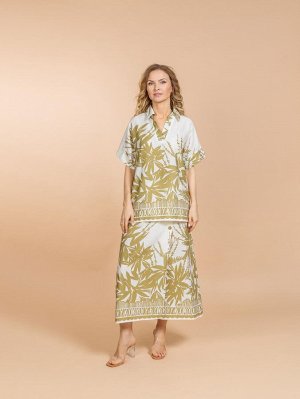 Костюм юбка и блузка (вискоза,лен) №25-209-3