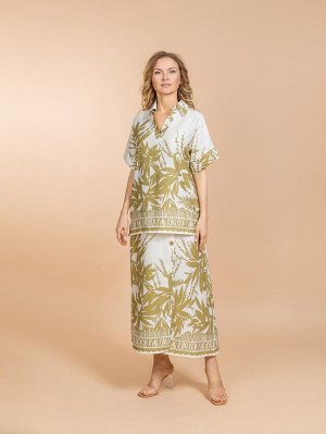 Костюм юбка и блузка (вискоза,лен) №25-209-3