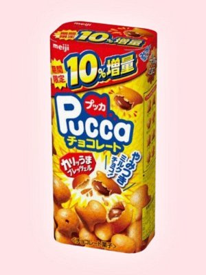 Печенье в виде рыбок со вкусом шоколада Meiji Marble Pucca Choco / Мейджи Марб Пукка шоколадные рыбки 43 гр Японские сладости