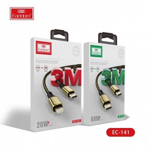 Зарядный кабель Earldom Comfort 60W Type-C на Type-C 3 метра зарядка и передача данных