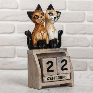 Вечный календарь «Кошечки», 11x6x22 см, дерево