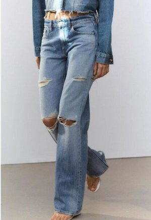 ДЖИНСЫ TRF RIPPED MID-WAIST арт. 4365026, синий