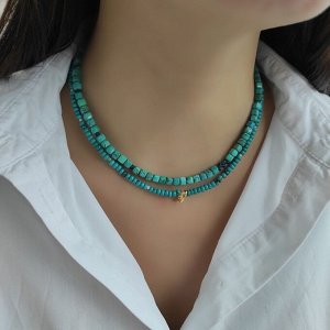 Сет украшений из хризоколла и турквинита цвета бирюзы