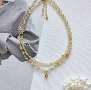 Чокер + колье из цитринов в позолоченной фурнитуре