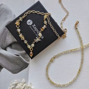 Чокер + колье из цитринов в позолоченной фурнитуре