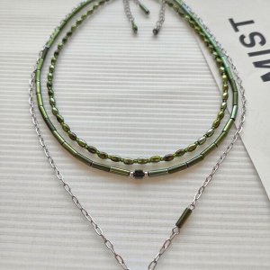 Сет украшений из гематита зелёные травянистые оттенки