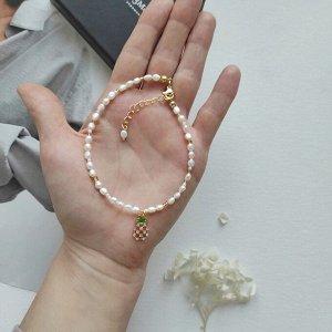 Браслет на ногу ( анклет ) из жемчуга с подвеской Ананас