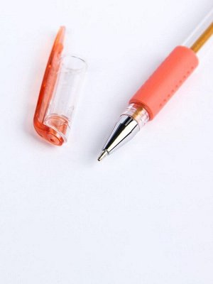 Набор гелевых ручек, 12 цветов, с блестками, с резиновым держателем, в пластиковой коробке