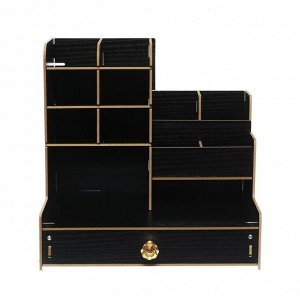 Органайзер - подставка настольный deVENTE. Elrix 24.5x15x25.5 см, МДФ, чёрный, картонная коробка