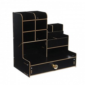 Органайзер - подставка настольный deVENTE. Elrix 24.5x15x25.5 см, МДФ, чёрный, картонная коробка