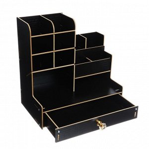 Органайзер - подставка настольный deVENTE. Elrix 24.5x15x25.5 см, МДФ, чёрный, картонная коробка
