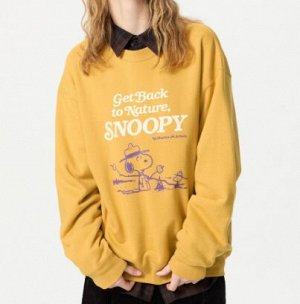 Унисекс UT PEANUTS толстовка с длинными рукавами и принтом Snoopy желтая