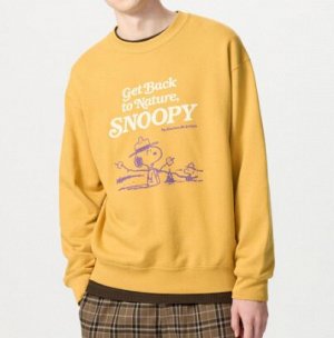 Унисекс UT PEANUTS толстовка с длинными рукавами и принтом Snoopy желтая