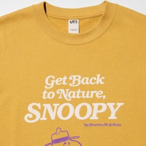 Унисекс UT PEANUTS толстовка с длинными рукавами и принтом Snoopy желтая