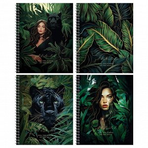 Тетрадь 96л., А5, клетка на гребне BG "Tropic style", матовая ламинация, тиснение фольгой, твердая о