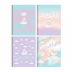 Тетрадь 80л., А5, клетка на гребне BG "Fluffy", матовая ламинация