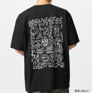 Унисекс футболка с короткими рукавами с принтом UT NY POP ART от Keith Haring 477290 черный