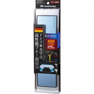 Зеркало салонное Napolex Broadway Blue Mirror, прямоугольное, панорамное, 75x270мм, антибликовое голубое напыление, чёрное, арт. BW-175