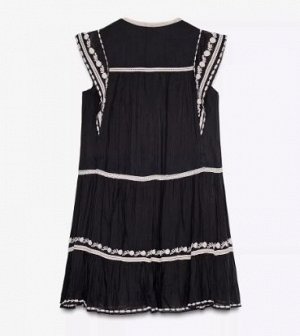 ПЛАТЬЕ ZARA С КОНТРАСТНОЙ ВЫШИВКОЙ арт. 5107049 093, черный