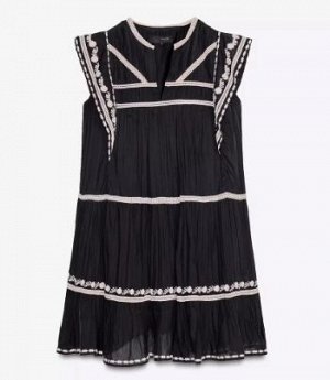 ПЛАТЬЕ ZARA С КОНТРАСТНОЙ ВЫШИВКОЙ арт. 5107049 093, черный