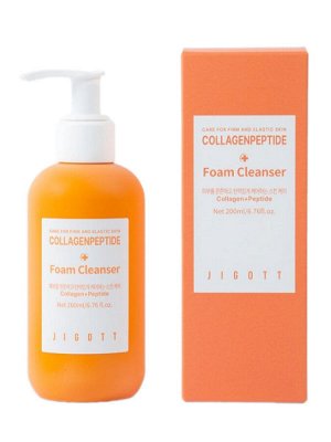 Jigott Очищающая пенка для лица с коллагеном и пептидами / Collagen + Peptide Foam Cleanser, 200 мл