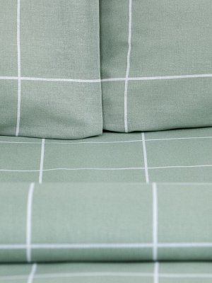 Постельное бельё Этель 2 сп «Клетка», оливковое, 175x215, 200x220, 50x70-2 штуки, бязь, 125 г/м²