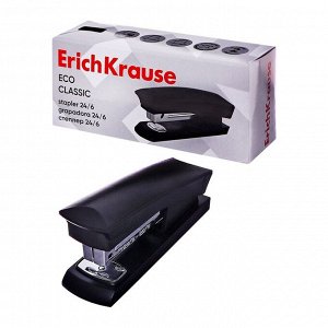 Степлер канцелярский № 24/6, 26/6, ErichKrause ECO, металлический корпус, до 30 листов, чёрный