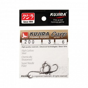 Крючки карповые Kujira Carp 200, BN, №3, 6 шт.