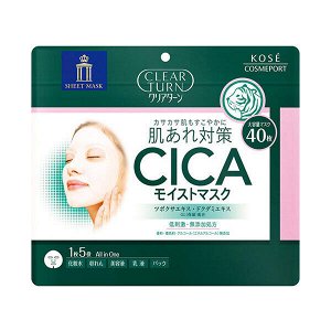 Маска с CICA для восстановления чувствительной кожи KOSE Clear Turn CICA Moist Mask
