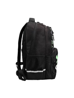 Рюкзак школьный, 39x28x20 см, Grizzly, эргономичная спинка, отделение для ноутбука, чёрный, RB-554-7_2