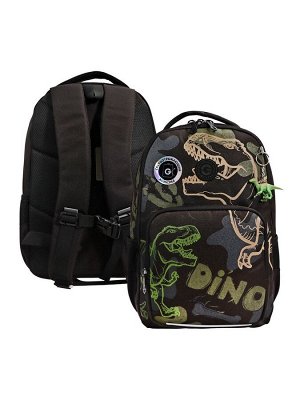 Рюкзак школьный, 40x27x16 см, Grizzly, эргономичная спинка, отделение для ноутбука, чёрный, RB-559-3_1