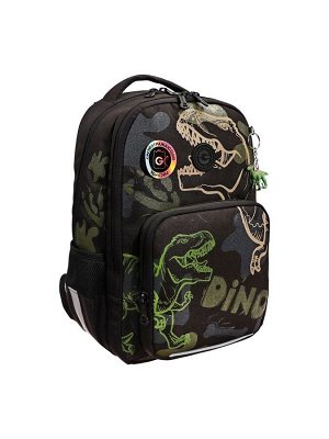 Рюкзак школьный, 40x27x16 см, Grizzly, эргономичная спинка, отделение для ноутбука, чёрный, RB-559-3_1