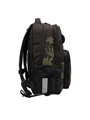 Рюкзак школьный, 40x27x16 см, Grizzly, эргономичная спинка, отделение для ноутбука, чёрный, RB-559-3_1