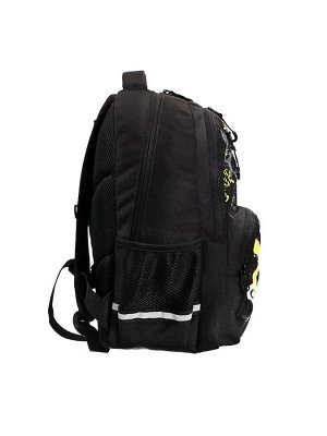 Рюкзак школьный, 38x28x20 см, Grizzly, эргономичная спинка, отделение для ноутбука, чёрный RB-554-7_1
