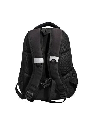 Рюкзак школьный, 38x28x20 см, Grizzly, эргономичная спинка, отделение для ноутбука, чёрный RB-554-7_1