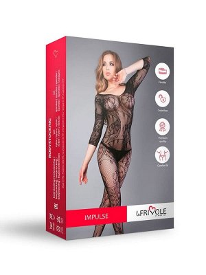 Боди-комбинезон черный с узором и длинным рукавом (Impulse) (S/L)