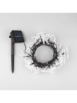 Гирлянда «Нить», 4.5 м, уличная, с насадками «Стрекоза», IP44, 30 LED, 2 режима, солнечная батарея, тёмная нить, свечение тёплое белое