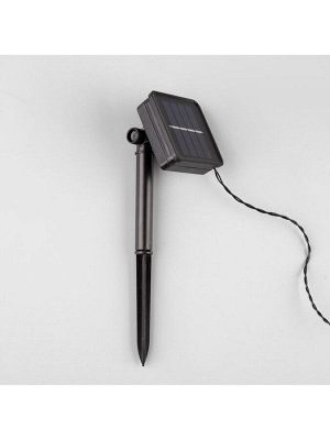 Гирлянда «Нить», 4.5 м, уличная, с насадками «Ёжики», IP44, 30 LED, 2 режима, солнечная батарея, тёмная нить, свечение синие/фиолетовое/розовое