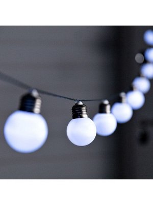 Гирлянда «Нить», 2.7 м, с насадками «Белые шары», уличная, IP44, 10 LED, 8 режимов, солнечная батарея, тёмная нить, свечение белое