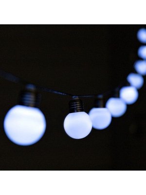 Гирлянда «Нить», 2.7 м, с насадками «Белые шары», уличная, IP44, 10 LED, 8 режимов, солнечная батарея, тёмная нить, свечение белое