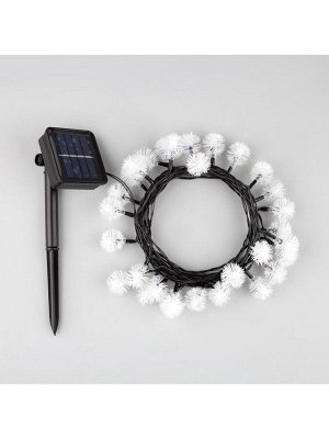 Гирлянда «Нить», 4.5 м, уличная, с насадками «Ёжики», IP44, 30 LED, 2 режима, солнечная батарея, тёмная нить, свечение синие/фиолетовое/розовое