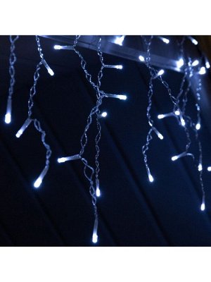Гирлянда «Бахрома», 3x0.6 м, уличная, IP44, 114 LED, 8 режимов, солнечная батарея, прозрачная нить, свечение белое