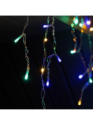 Гирлянда «Бахрома», 3x0.6 м, уличная, IP44, 114 LED, 8 режимов, солнечная батарея, прозрачная нить, свечение мульти