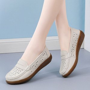 Кожаные женские мокасины