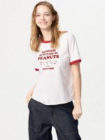 UNIQLO - хлопковая футболка с контрастной каймой Peanuts - 00 WHITE