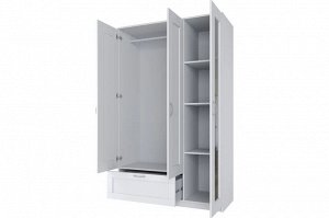 СИРИУС Шкаф платяной 3-дверный, с 1 зеркалом и 1 ящиком, белый. 190х117х50см