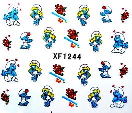 Слайдер-дизайн для ногтей Смурфы XF1244 (BLE1599)
