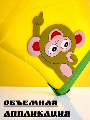 Детские резиновые сапоги с теплым носком желтые с обезьянкой